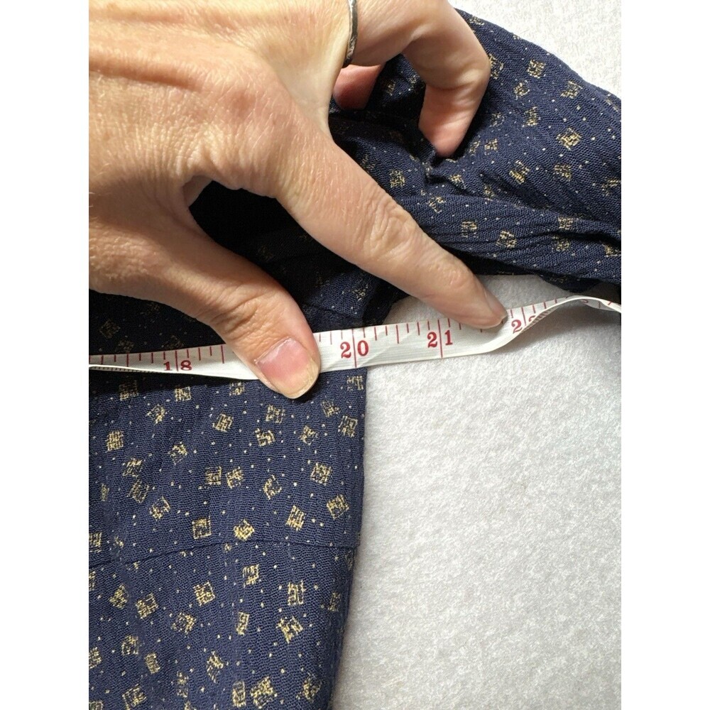 Vintage Periwinkle Navy Blue Gold Dress Tie Waist Size 10 Style 6527 Cottage - Picture 7 of 7